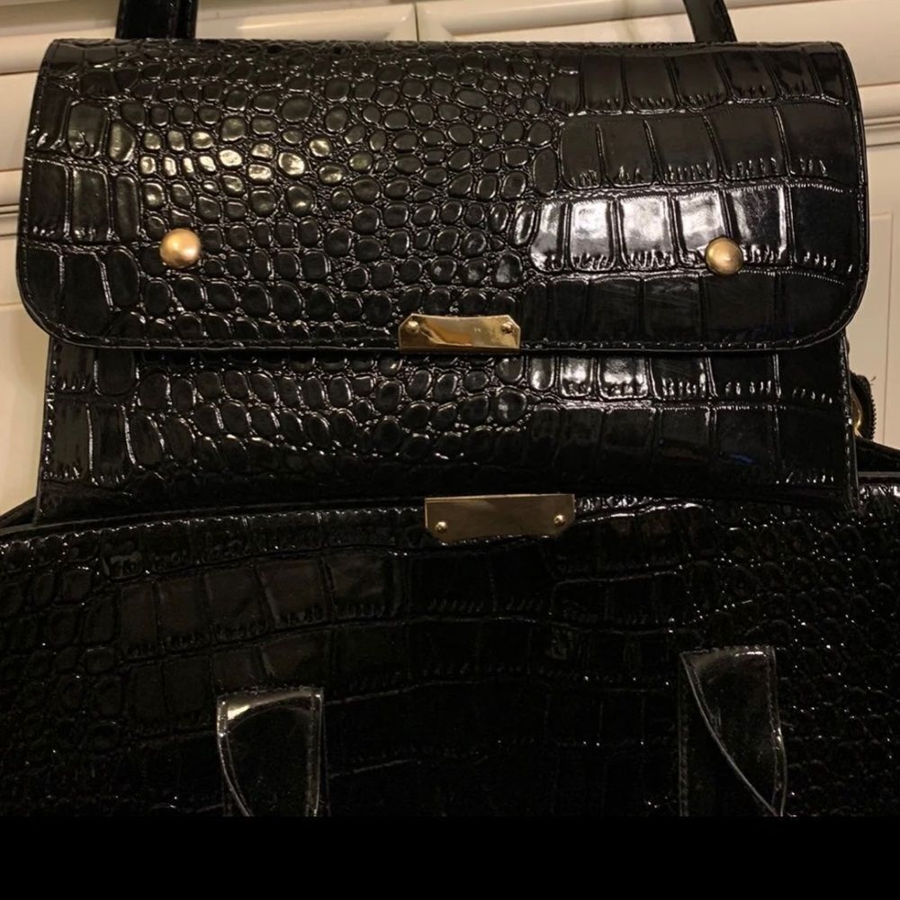 Bucket 2PC Women Crocodile Pattern Handbag Capacity Casual Croc